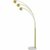 HOMCOM 198cm 3-Branch Futuristic Floor Lamp Metal Frame W/ Marble Base Gold