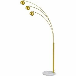HOMCOM 198cm 3-Branch Futuristic Floor Lamp Metal Frame W/ Marble Base Gold