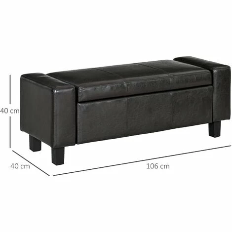 HOMCOM Bedroom Ottoman Storage Bench PU Leather Stool Seat for Hallway, Brown