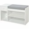 HOMCOM Multi-Storage Shoe Bench Drawer 3 Compartments Cushion Home Boots White