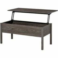 HOMCOM Modern Lift-Top Coffee Table Hidden Storage Floating Table W/ 4 Legs Tan