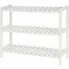 HOMCOM 3-Tier Shoe Rack Wood Frame Slatted Shelves Open Hygienic Storage 57x70cm