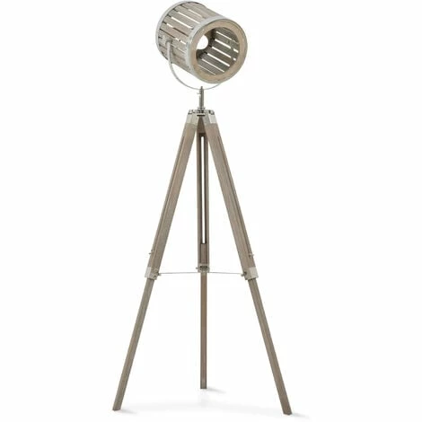 HOMCOM Telescopic Floor Lamp Unique Wood Frame Adjustable Shade Height Unique