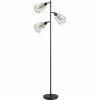 HOMCOM Industrial Steel Birdcage Floor Lamp W/ 3 Lights Round Base Switch Black