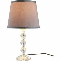HOMCOM Crystallite Table Lamp W/ Fabric Lampshade Switch Beautiful Glass Elegant