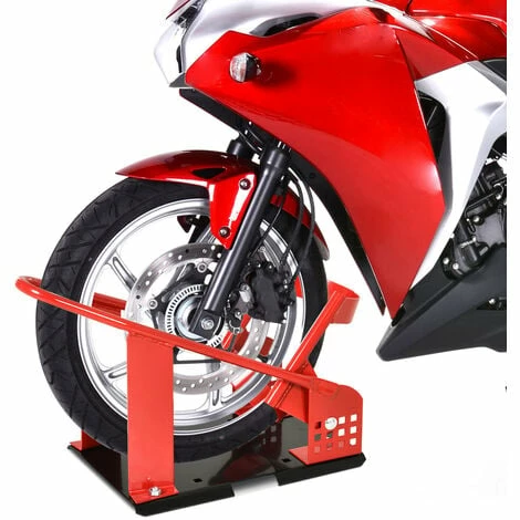 HOMCOM Motorcycle Wheel Chock 8-15.5 cm Metal Holder For Truck And Trailer