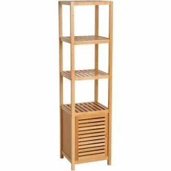HOMCOM 140 Cm Storage Unit Freestanding Cabinet W/ 3 Shelves Cupboard For Home