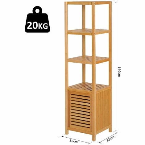 HOMCOM 140 cm Storage Unit Freestanding Cabinet w/ 3 Shelves Cupboard for Home