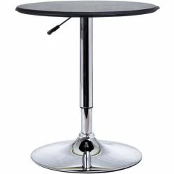 HOMCOM 93cm Adjustable Round Bar Table W/ PVC Leather Steel Base Bistro Black