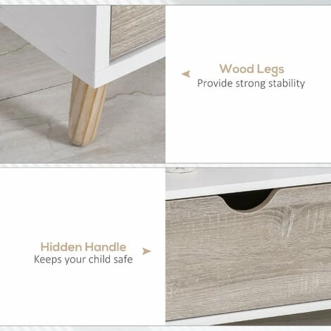 HOMCOM 99cm TV Stand Media Unit Cabinet w/ Shelves Drawers Storage Centre Beige