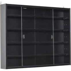 HOMCOM 5-Tier Wall Display Shelf Unit Cabinet W/ Shelves Glass Doors Black