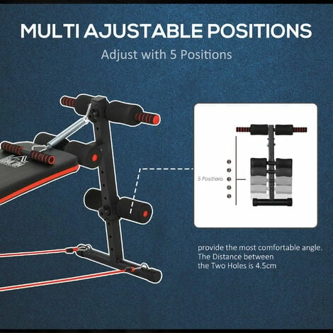 HOMCOM Foldable Sit Up Bench 5-Level Adjustable Core Workout for Home Gym Black