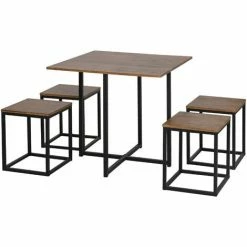 HOMCOM 5 Pcs Bar Table & Chair Dining Set Stylish Minimal Home Seating Furniture