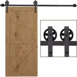 HOMCOM 6FT/1830mm Carbon Steel Sliding Barn Wood Door Hardware Closet Track Set