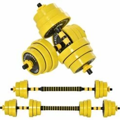 HOMCOM 20KG Barbell & Dumbbell Set Fitness Exercise Home Gym Plate Bar Clamp Rod