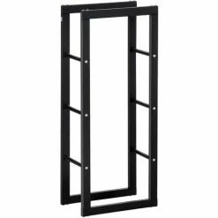 HOMCOM 100cm Metal Firewood Log Holder Rack Elevated Design, Base Side Rails