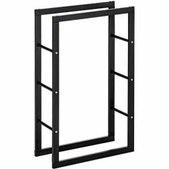 HOMCOM 100cm Metal Firewood Log Holder Rack Elevated Design, Base Side Rails