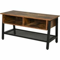 HOMCOM Media Stand For TVs Up To 45" TV W/ 3 Shelves Cable Holes Metal Frame