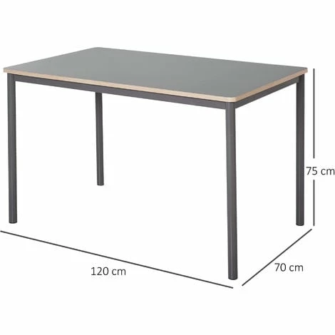 HOMCOM 120cm Minimalistic Dining Table Steel Frame Foot Pads Simple Style Grey
