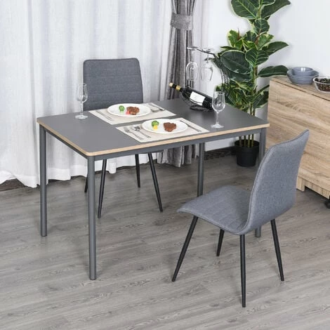 HOMCOM 120cm Minimalistic Dining Table Steel Frame Foot Pads Simple Style Grey