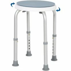 HOMCOM 360 Degree Swivel Seat Bath Shower Stool Adjustable Height Aluminium