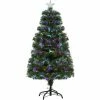 HOMCOM 4FT Multicoloured Artificial Christmas Tree W/ Pre-Lit Modes Metal Stand