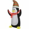 HOMCOM 8ft Inflatable Penguin & Christmas Banner Decoration Inner LED Lights