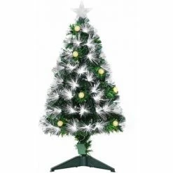 HOMCOM 3ft White Light Artificial Christmas Tree W/ 90 LED Star Topper Tri-Base