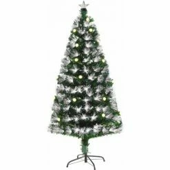 HOMCOM 5ft White Light Artificial Christmas Tree W/ 180 LED Star Topper Tri-Base