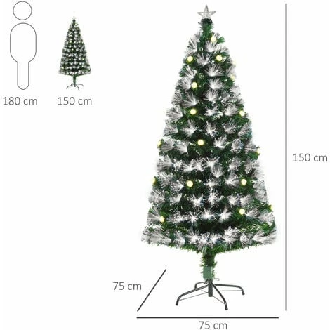 HOMCOM 5ft White Light Artificial Christmas Tree w/ 180 LED Star Topper Tri-Base