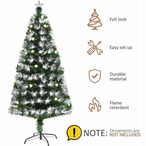 HOMCOM 5ft White Light Artificial Christmas Tree w/ 180 LED Star Topper Tri-Base