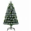 HOMCOM 4ft White Light Artificial Christmas Tree W/ 130 LED Star Topper Tri-Base