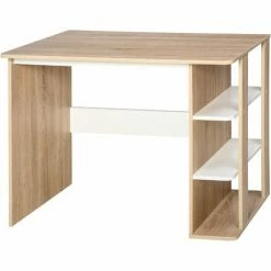 HOMCOM Duo Work Desk & 3-Tier Side Shelves Wide Table Sturdy Frame 2-In-1 Office