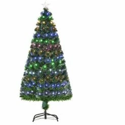 HOMCOM 5FT Pre-Lit Artificial Christmas Tree W/170 Lights Star Topper Metal Base