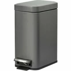 HOMCOM 5L Steel Waste Trash Can Pedal Rubbish Garbage Storage Bucket Grey