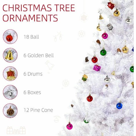 HOMCOM 5ft Snow Artificial Christmas Tree w/ Metal Stand Decorations Home White