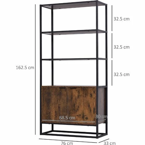 HOMCOM Storage Cabinet with 3 Open Shelves Cupboard for Livingroom Bedroom