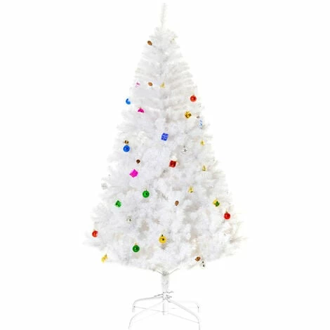 HOMCOM 6ft Snow Artificial Christmas Tree w/ Metal Stand Decorations Home White