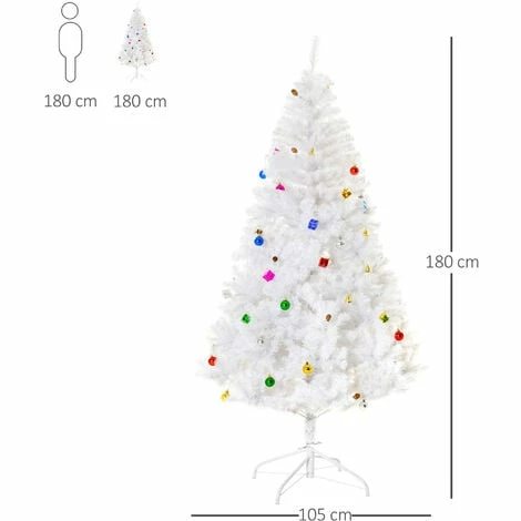 HOMCOM 6ft Snow Artificial Christmas Tree w/ Metal Stand Decorations Home White