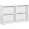 HOMCOM Simple Modern 4-Compartment Low Bookcase W/ Shelves Cube Display Office