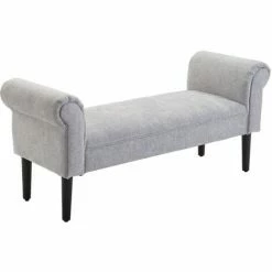 HOMCOM Deluxe Linen Bed End Arm Bench Bedside Bench Footstool Home Decor