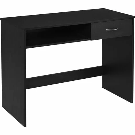 HOMCOM Modern Computer Work Desk Table Study Shelf Drawer Writing Station Black