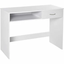 HOMCOM Modern Computer Work Desk Table Study Shelf Drawer Writing Station White