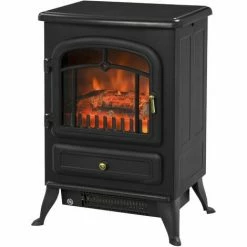 HOMCOM Fireplace Stove Heater Log Burning Flame Electric 950/1850W Living Room