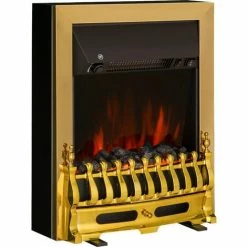 HOMCOM Electric Fireplace 1 & 2KW LED Fire Flame Remote Living Room Golden