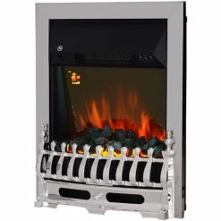 HOMCOM Electric Fireplace 1 & 2KW LED Fire Remote Control Heater Silver