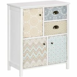 HOMCOM 5 Drawer Table Multi-purpose Storage Chest Sideboard Retro Style Entryway