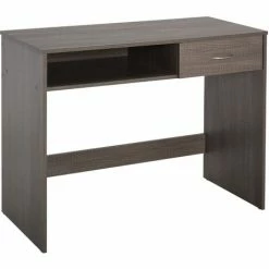 HOMCOM Modern Computer Work Desk Table Study Shelf Drawer Writing Station Grey