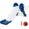 HOMCOM Kids Slide With Basketball Hoop Toddler Climber Freestanding Slider