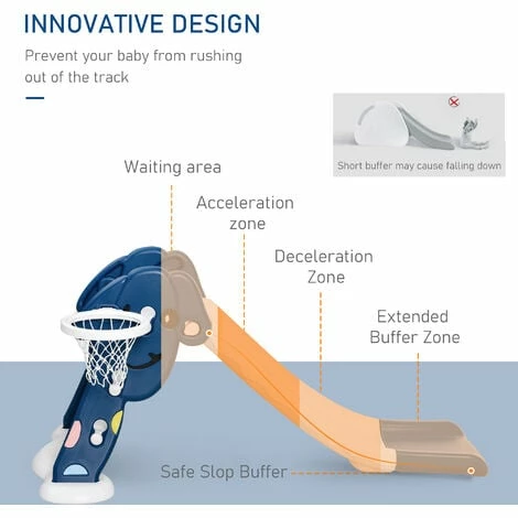 HOMCOM Kids Slide with Basketball Hoop Toddler Climber Freestanding Slider